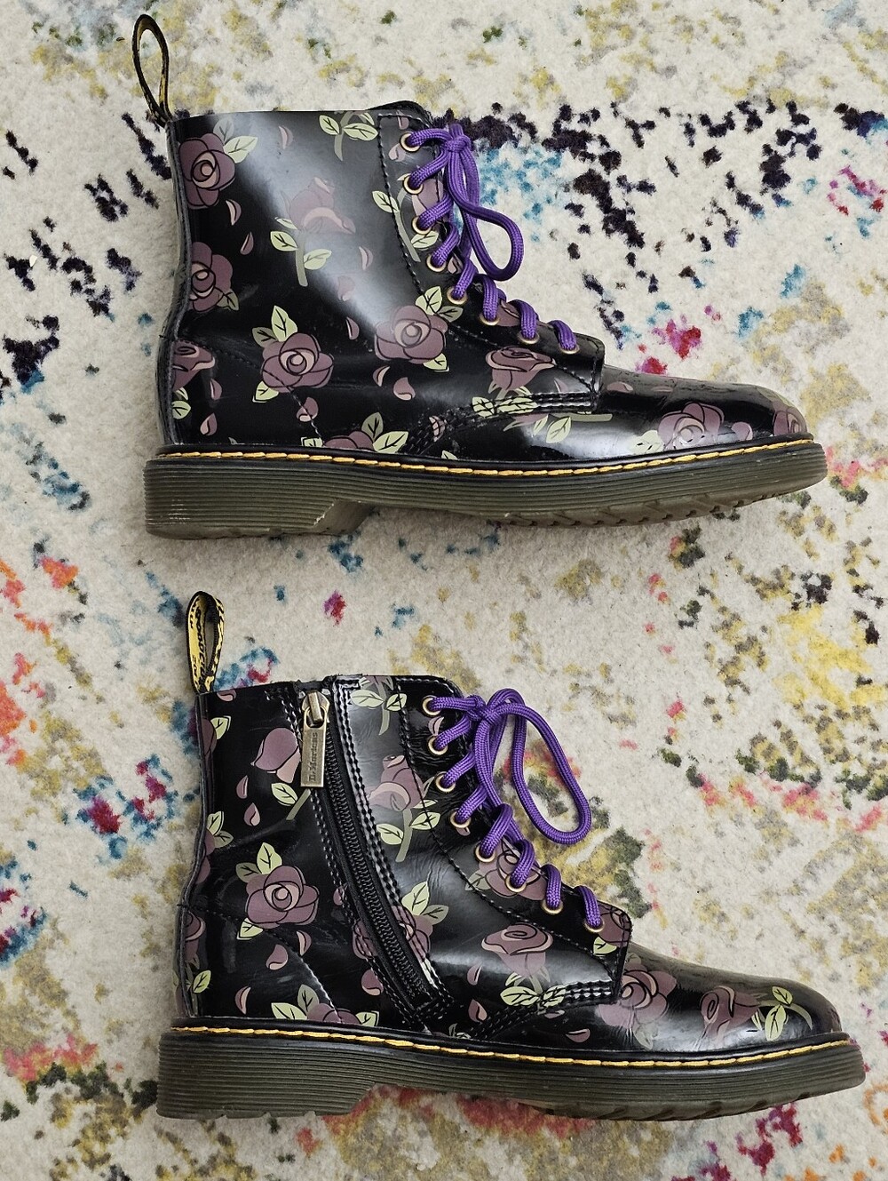 Dr. Doc Martens Junior / Womens Size 5 1460 Decayed Rose Patent Leather Boots